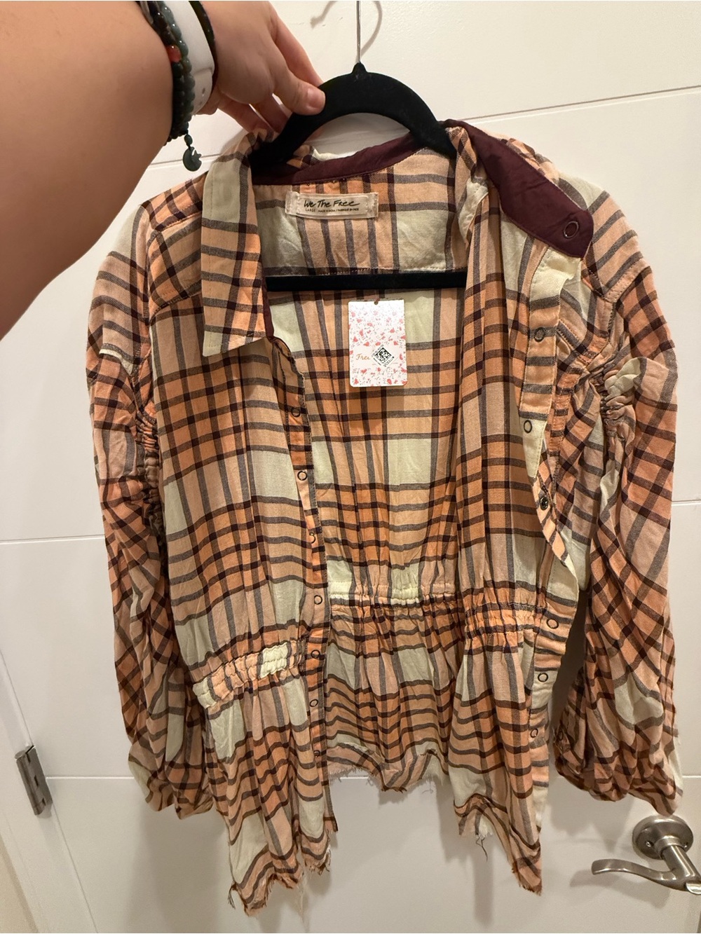 NWT Free People We The Free Plaid Button-Up 🍑🤎